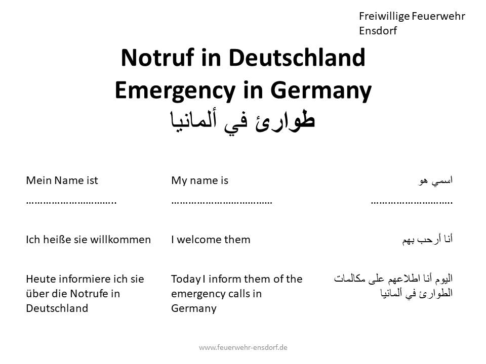 Notruf in Deutschland FwE